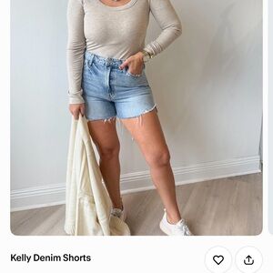 Light Wash High-Rise Denim Shorts